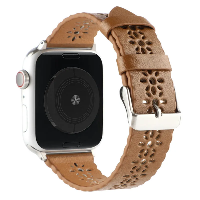 Limited Edition Apple Watch Patterned Leather Strap (Brown)  Stylish & Comfortable