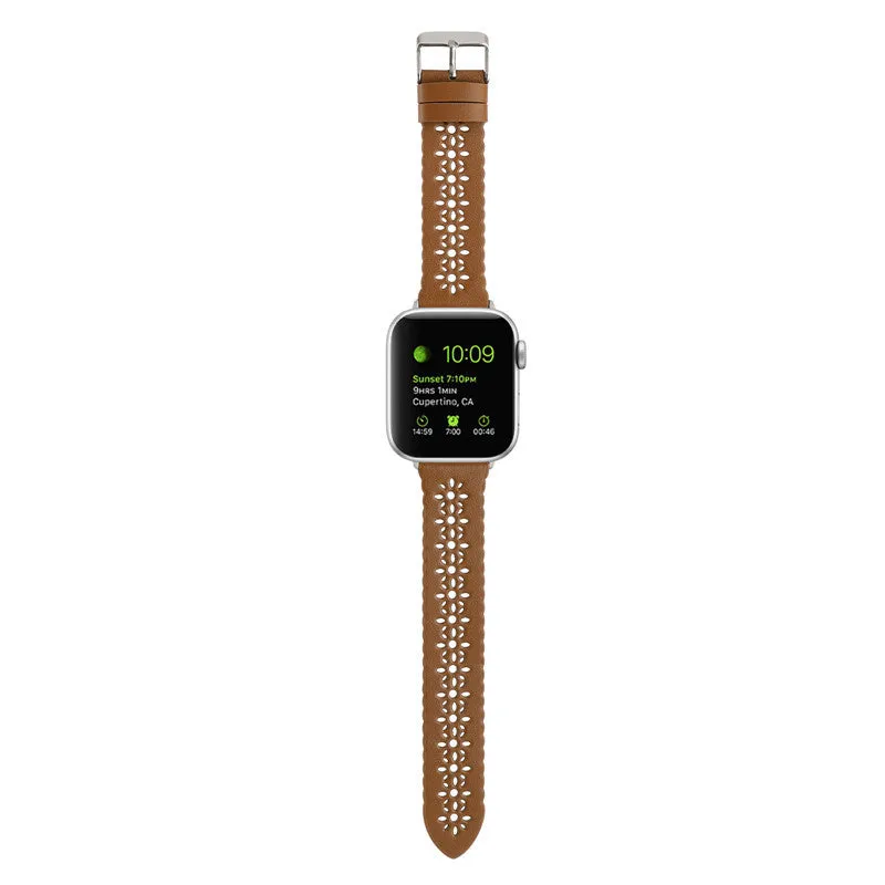 Limited Edition Apple Watch Patterned Leather Strap (Brown)  Stylish & Comfortable