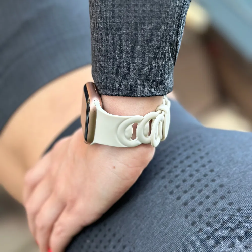 Limited Edition Apple Watch Silicone Chain Strap (White)  Limited Availability!
