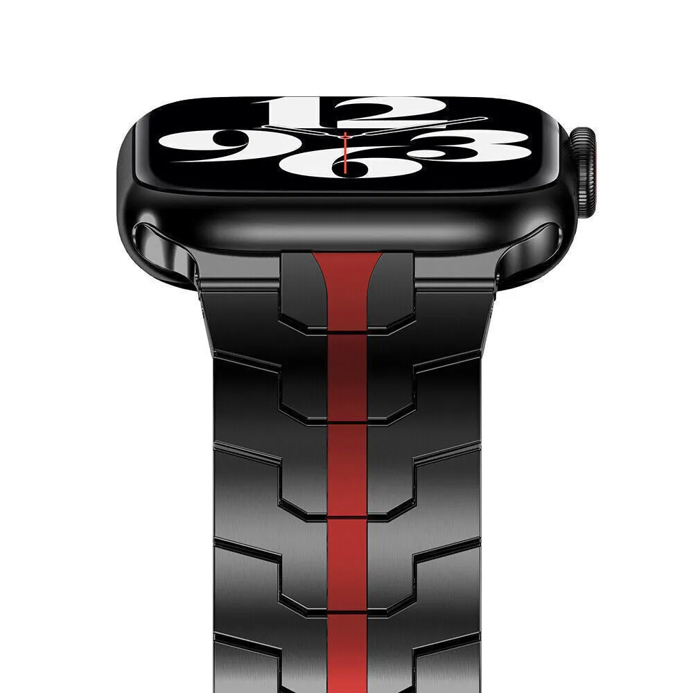Limited Edition Apple Watch Steel Iron Strap (Black/Red)  Ends Soon!