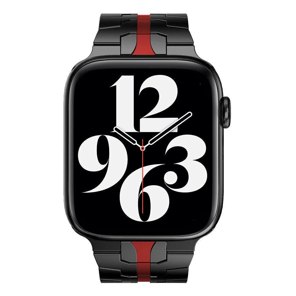 Limited Edition Apple Watch Steel Iron Strap (Black/Red)  Ends Soon!