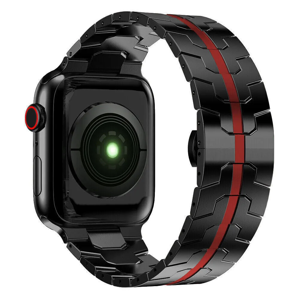 Limited Edition Apple Watch Steel Iron Strap (Black/Red)  Ends Soon!