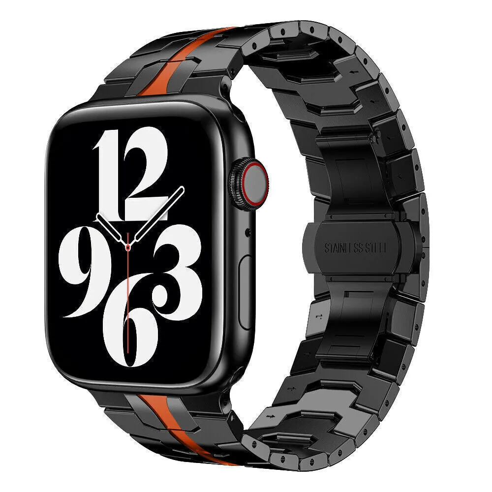 Limited Edition Apple Watch Steel Iron Strap (Black/Red)  Ends Soon!