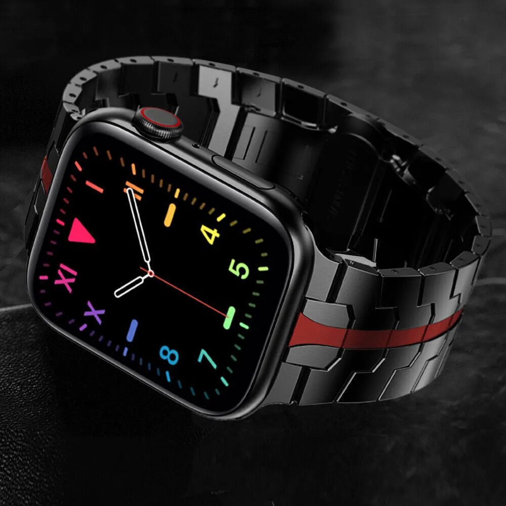 Limited Edition Apple Watch Steel Iron Strap (Black/Red)  Ends Soon!