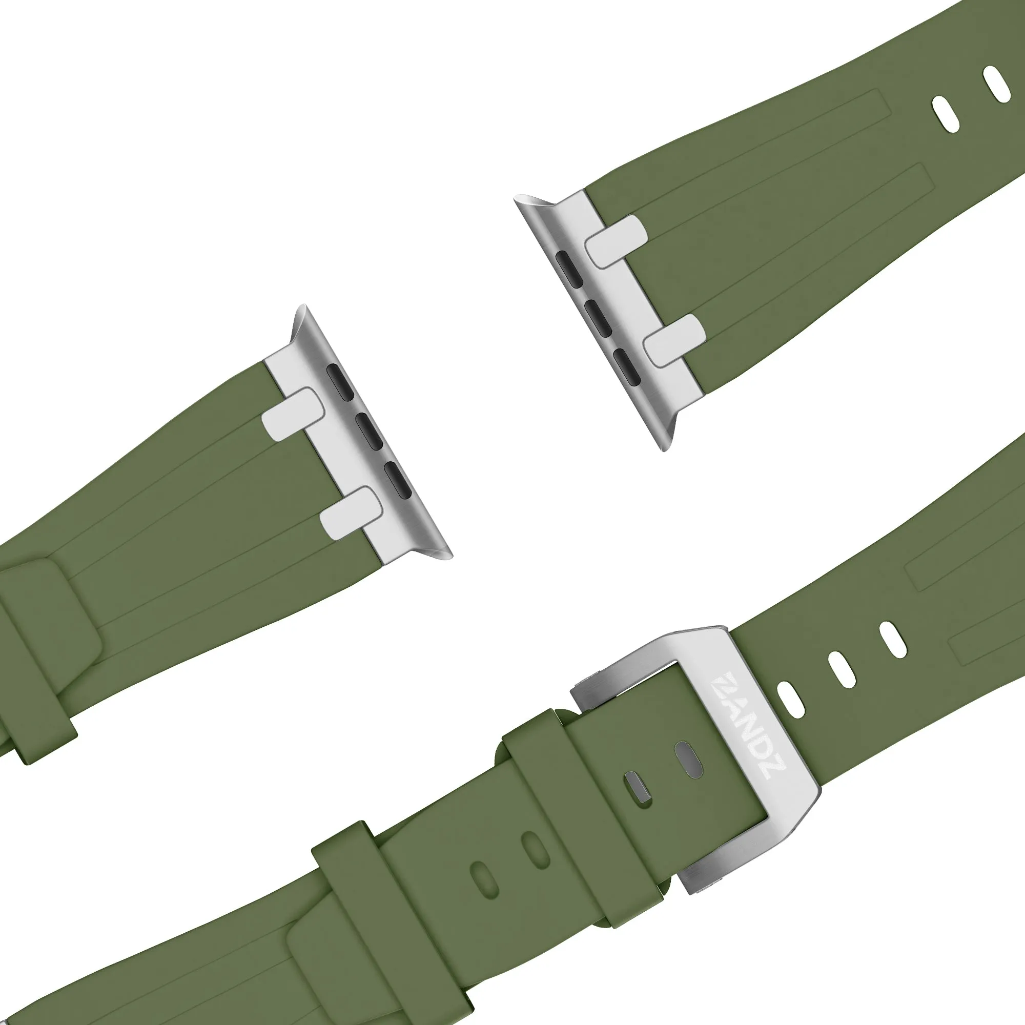 Limited Edition Bandz Apple Watch Silicone Strap 'Luxe Liquid' (Green With Silver)  Ends Soon!