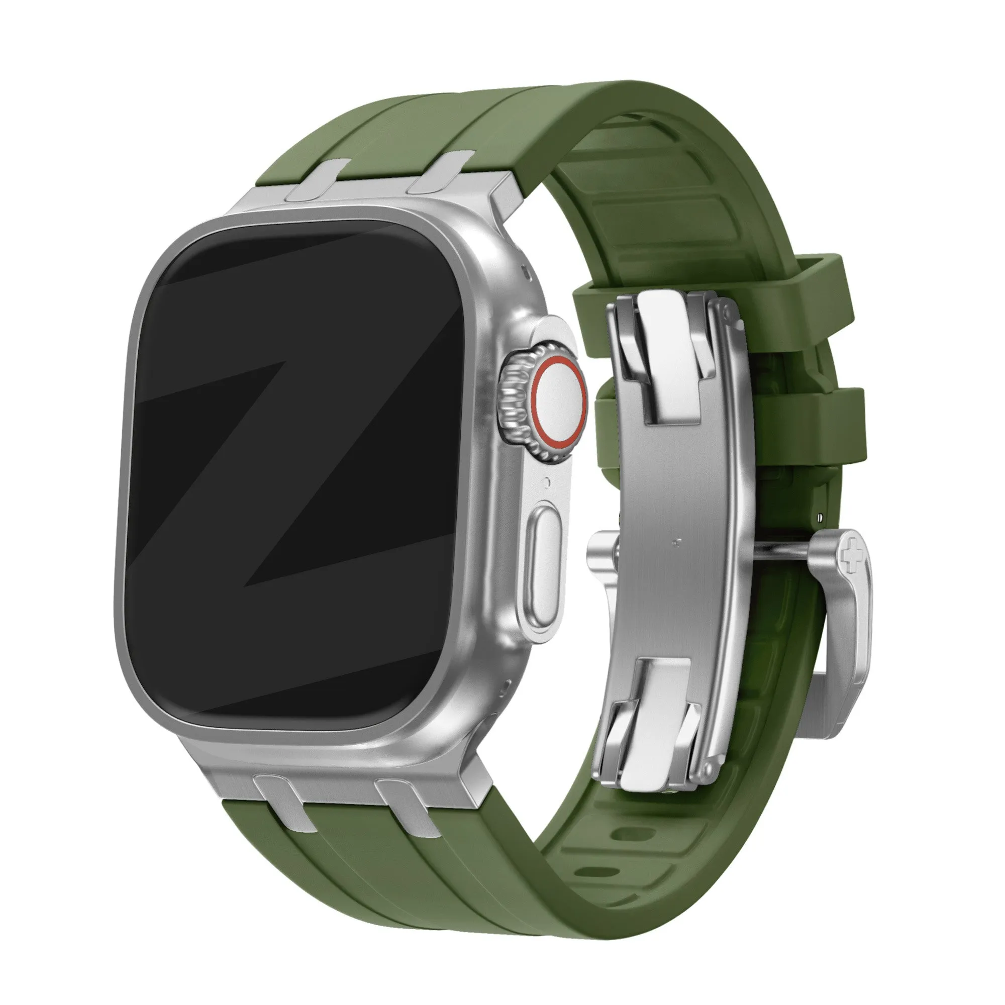 Limited Edition Bandz Apple Watch Silicone Strap 'Luxe Liquid' (Green With Silver)  Ends Soon!