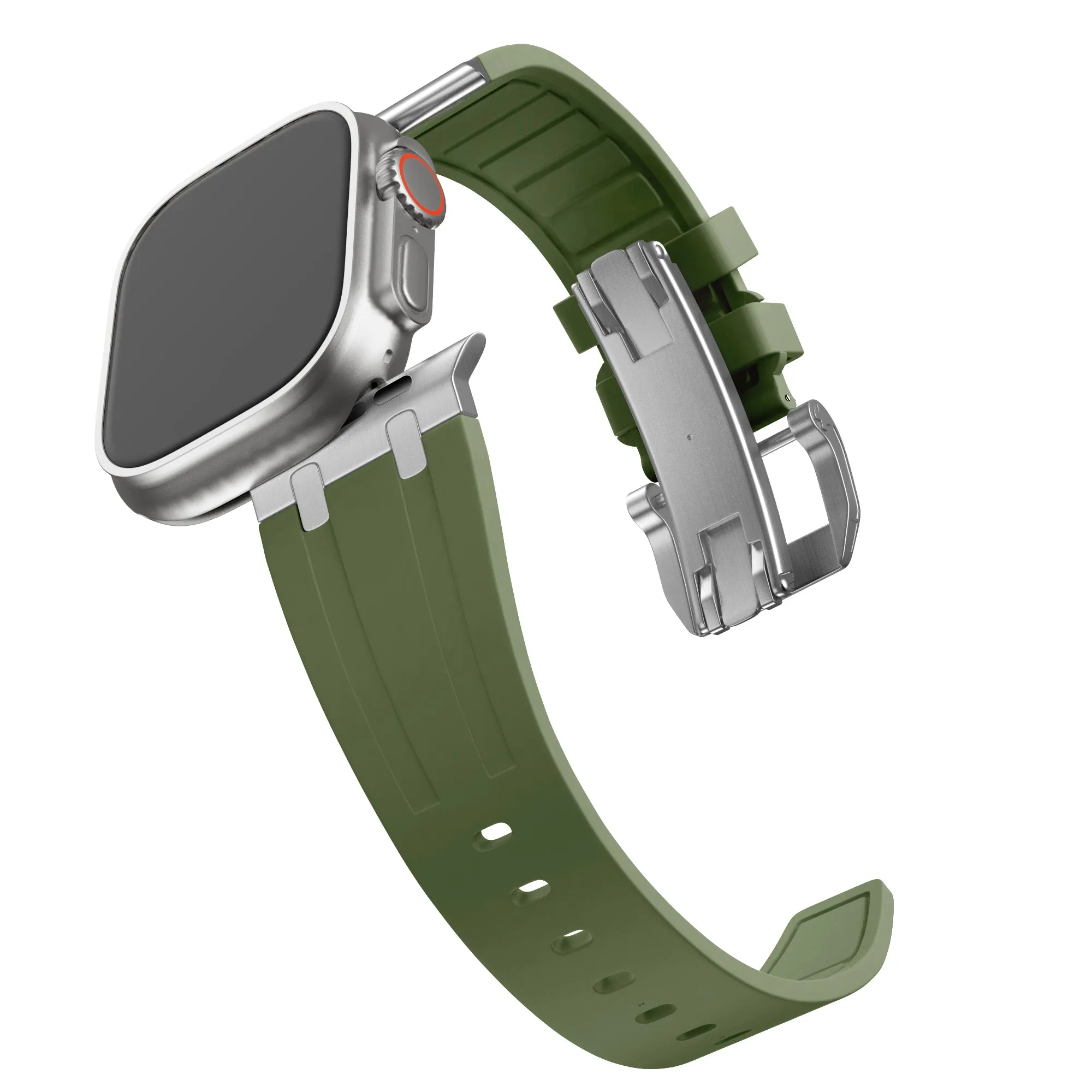 Limited Edition Bandz Apple Watch Silicone Strap 'Luxe Liquid' (Green With Silver)  Ends Soon!