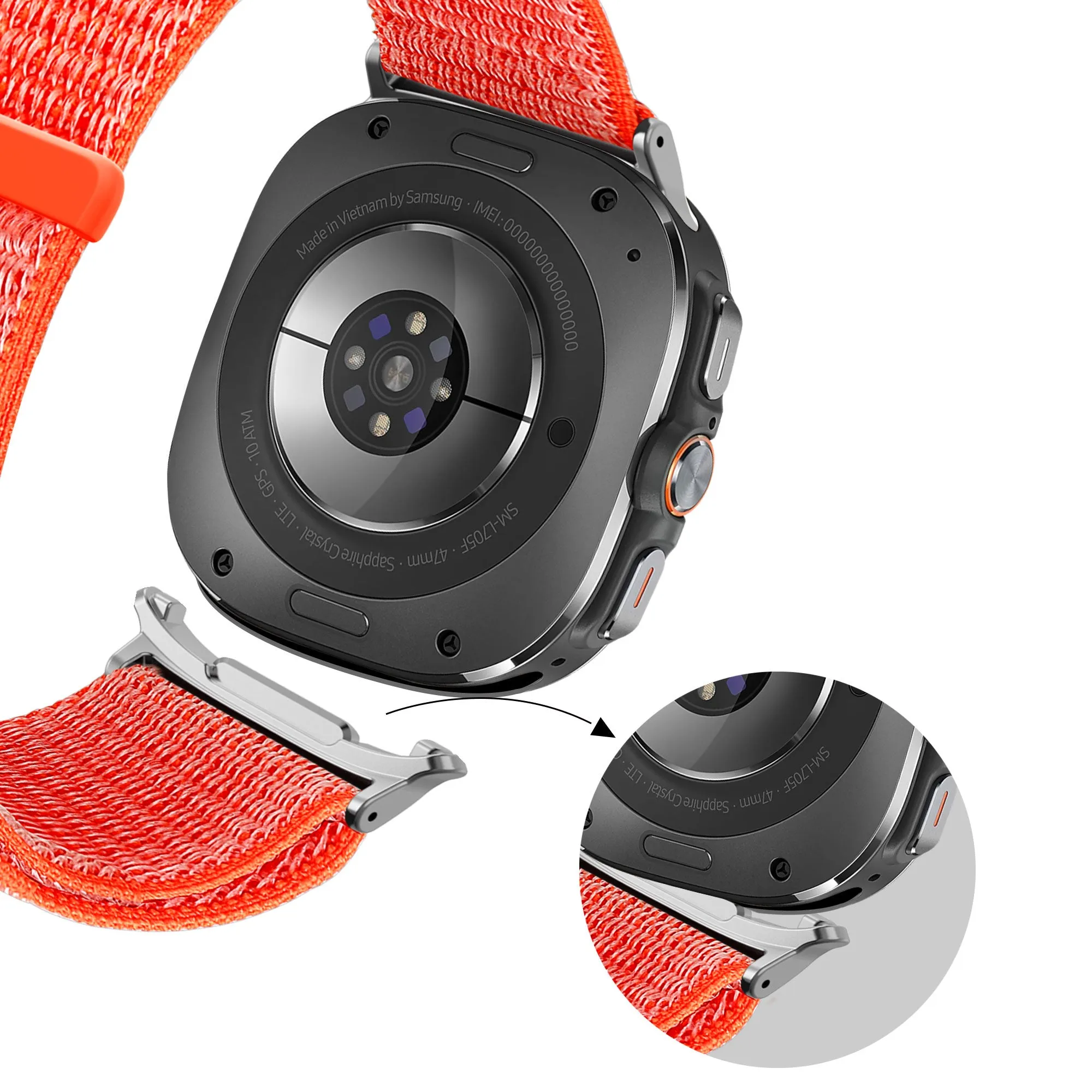 Limited Edition Bandz Samsung Galaxy Watch Ultra Nylon Loop Strap (Orange)  Limited Availability!