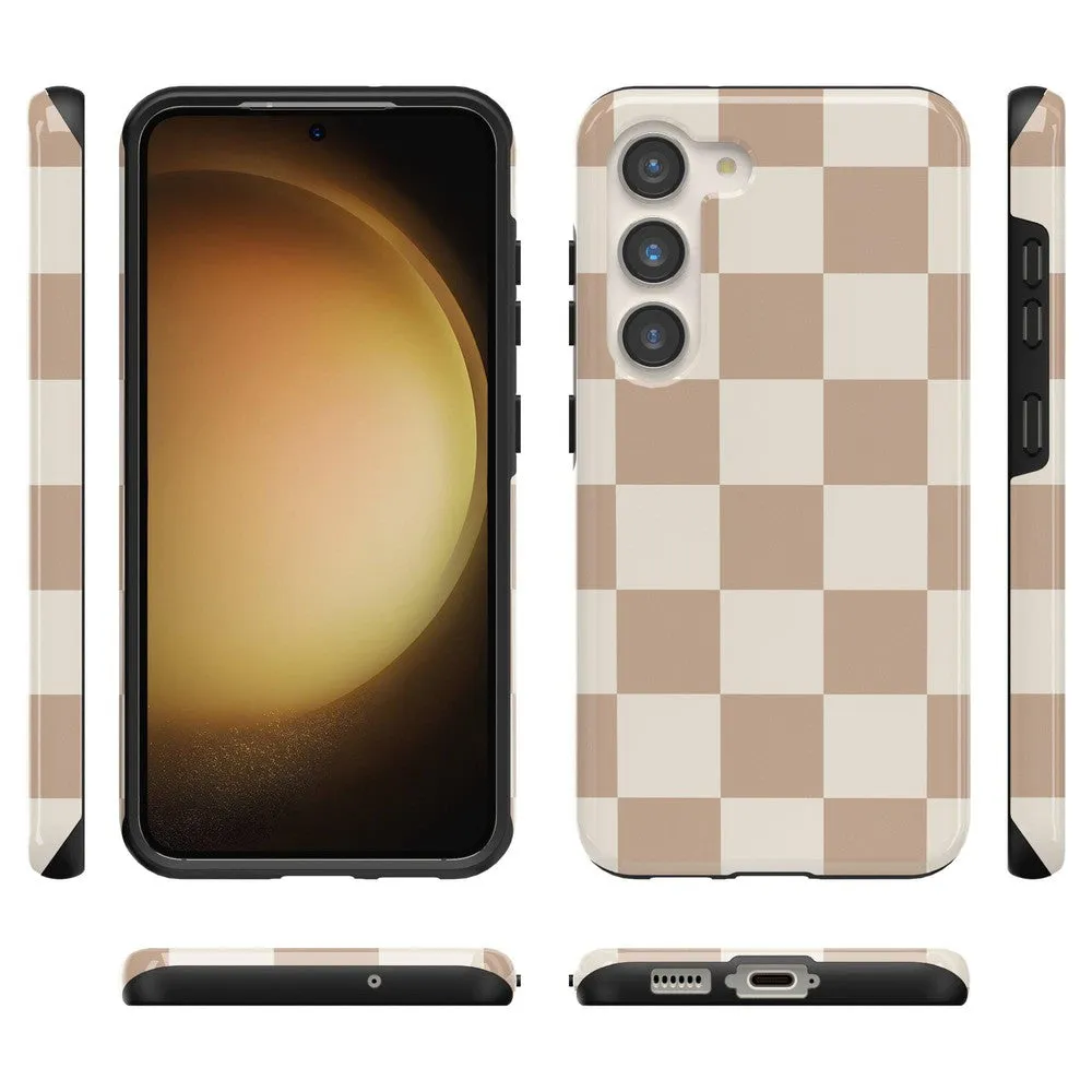 Limited Edition Fit Check | Neutral Checkerboard Samsung Case  Stylish & Comfortable