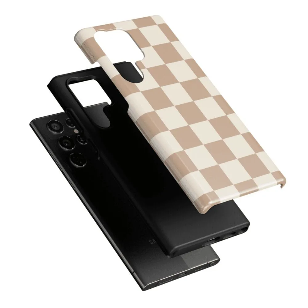 Limited Edition Fit Check | Neutral Checkerboard Samsung Case  Stylish & Comfortable