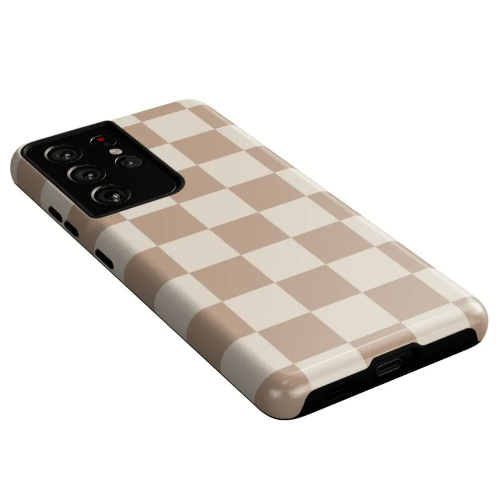 Limited Edition Fit Check | Neutral Checkerboard Samsung Case  Stylish & Comfortable