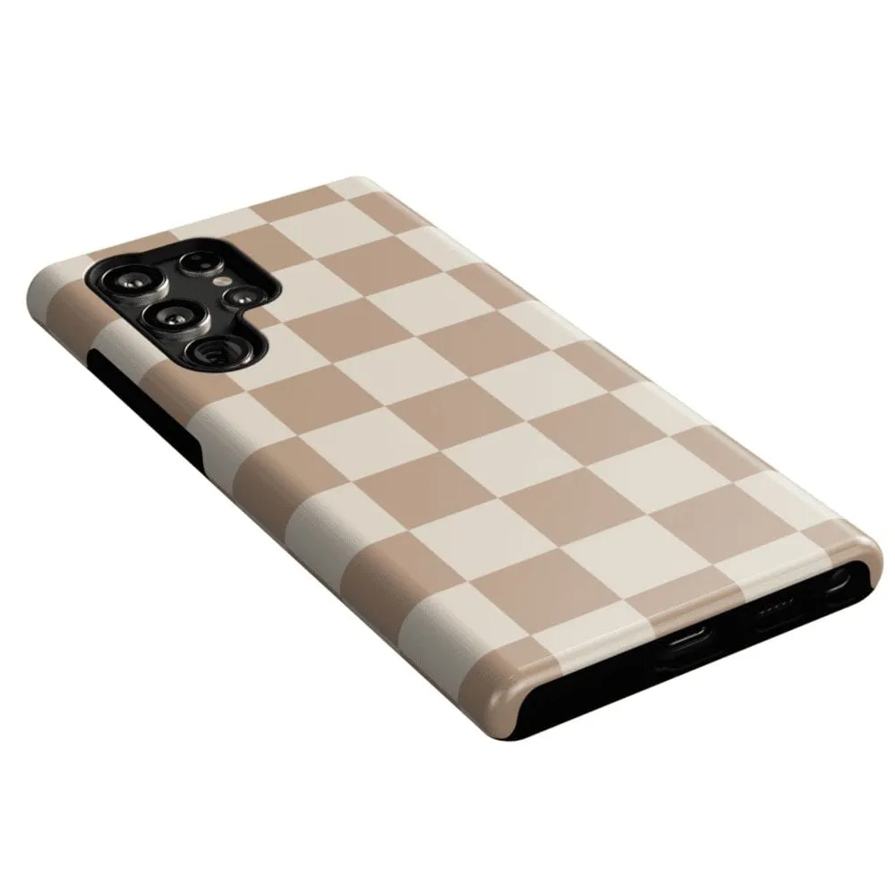 Limited Edition Fit Check | Neutral Checkerboard Samsung Case  Stylish & Comfortable