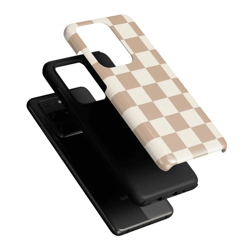 Limited Edition Fit Check | Neutral Checkerboard Samsung Case  Stylish & Comfortable