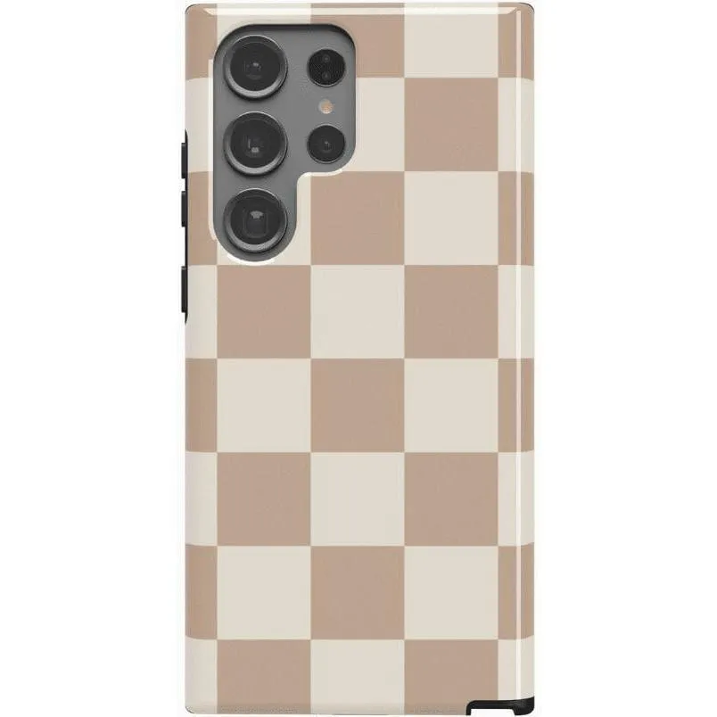 Limited Edition Fit Check | Neutral Checkerboard Samsung Case  Stylish & Comfortable