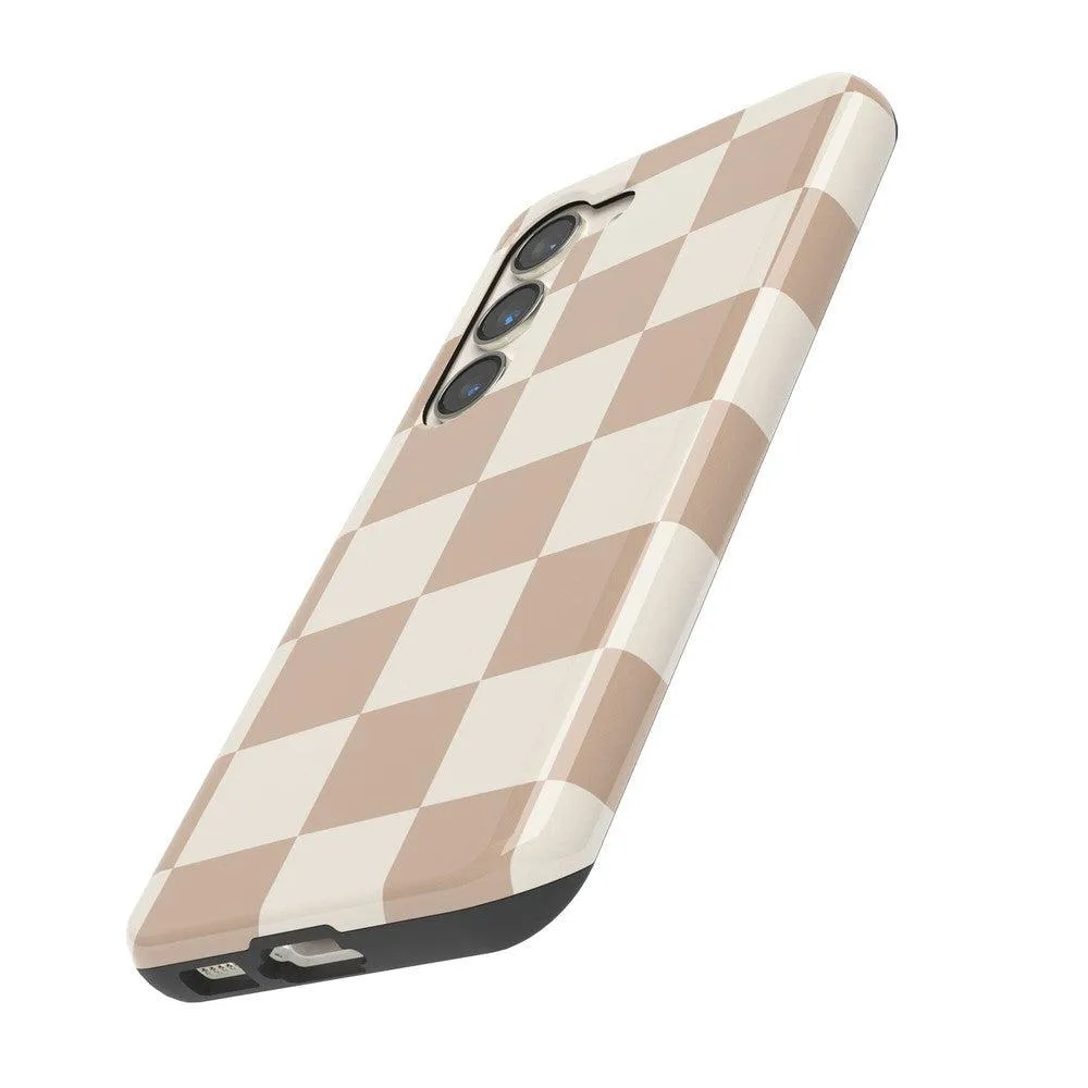 Limited Edition Fit Check | Neutral Checkerboard Samsung Case  Stylish & Comfortable