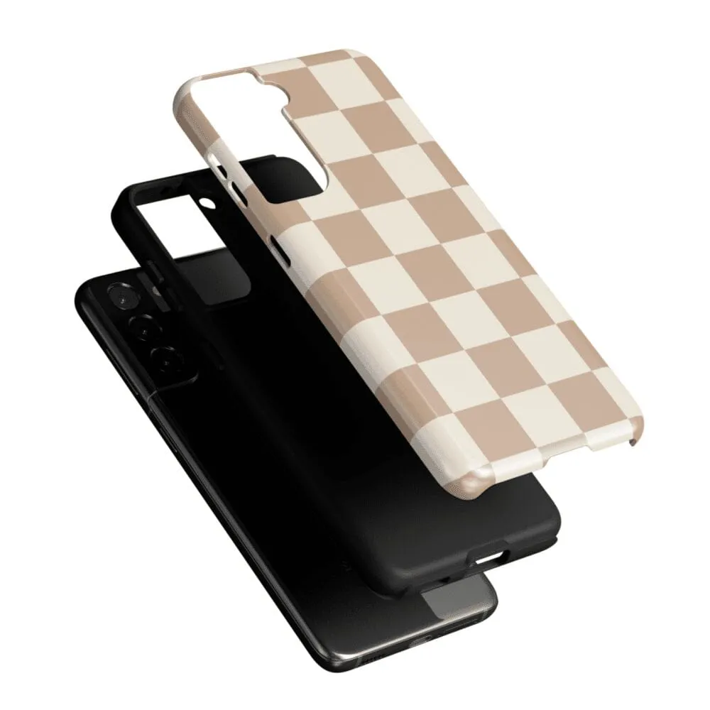 Limited Edition Fit Check | Neutral Checkerboard Samsung Case  Stylish & Comfortable