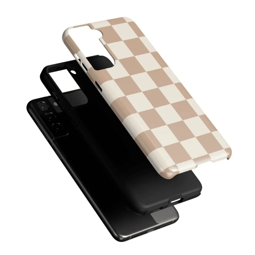 Limited Edition Fit Check | Neutral Checkerboard Samsung Case  Stylish & Comfortable