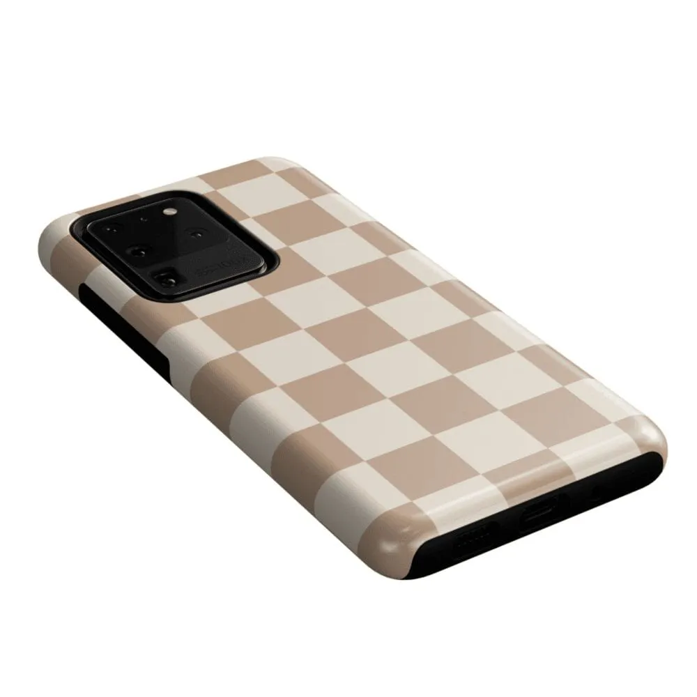 Limited Edition Fit Check | Neutral Checkerboard Samsung Case  Stylish & Comfortable