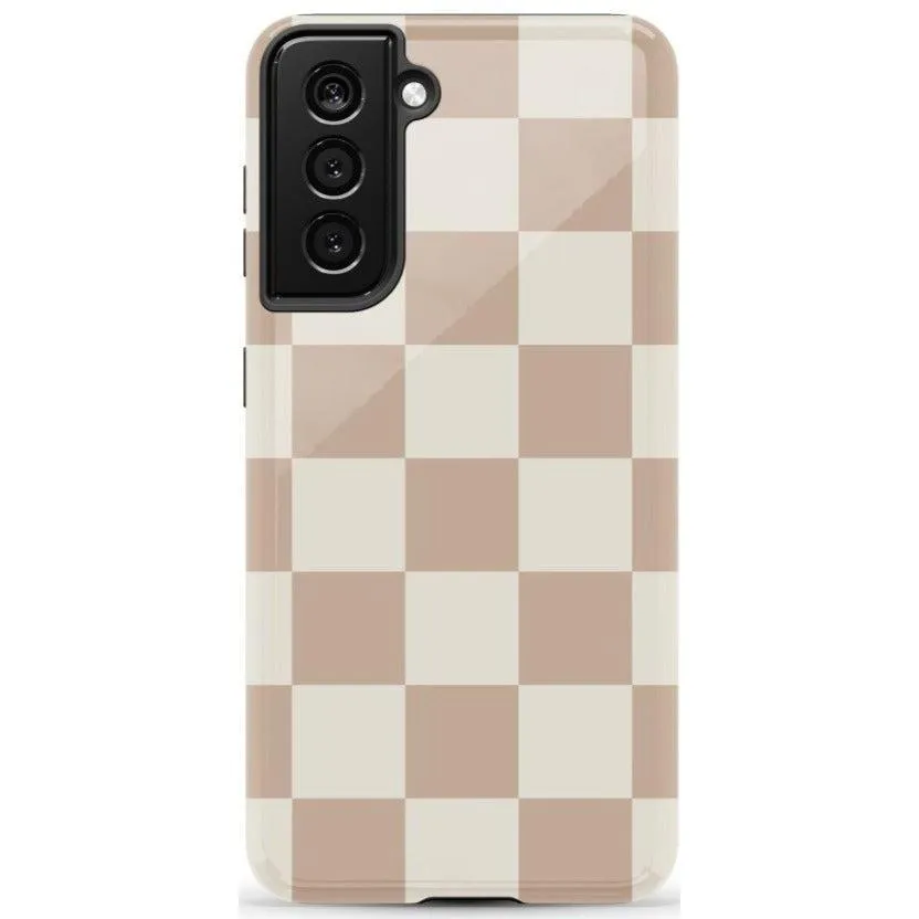 Limited Edition Fit Check | Neutral Checkerboard Samsung Case  Stylish & Comfortable