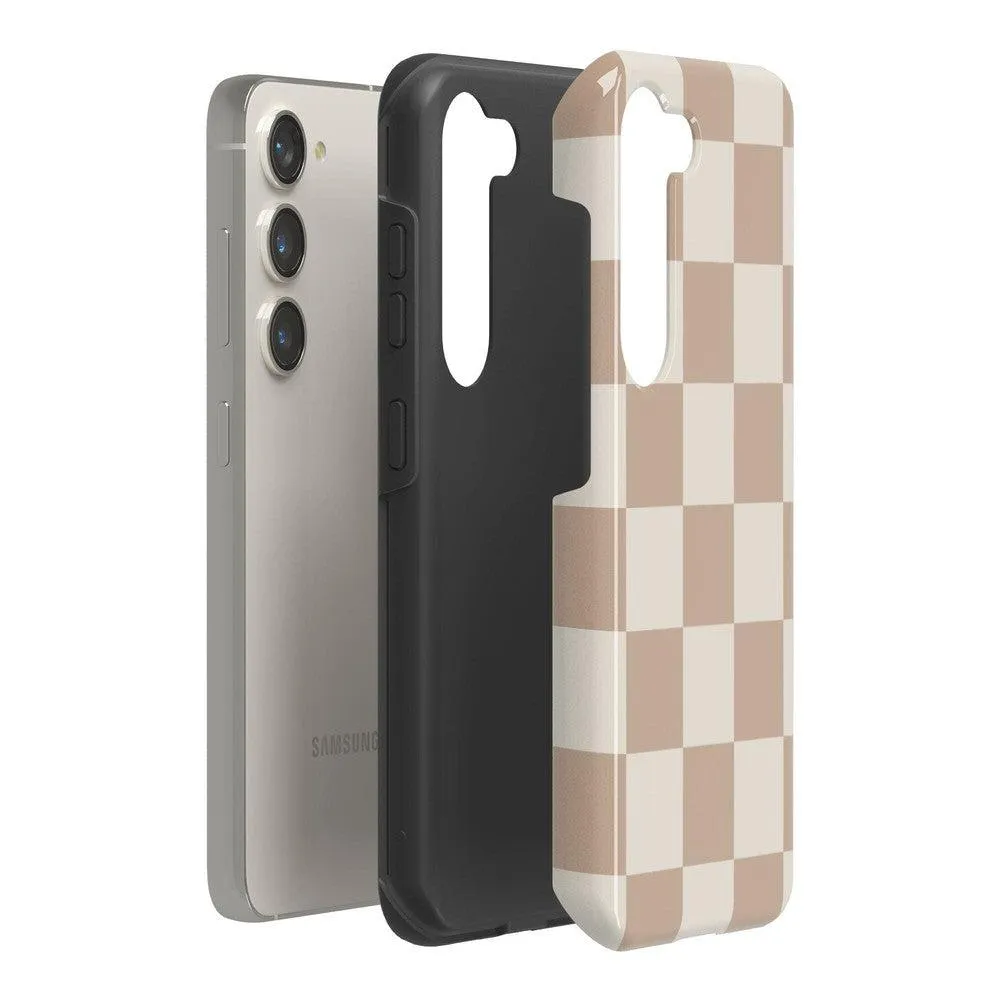 Limited Edition Fit Check | Neutral Checkerboard Samsung Case  Stylish & Comfortable