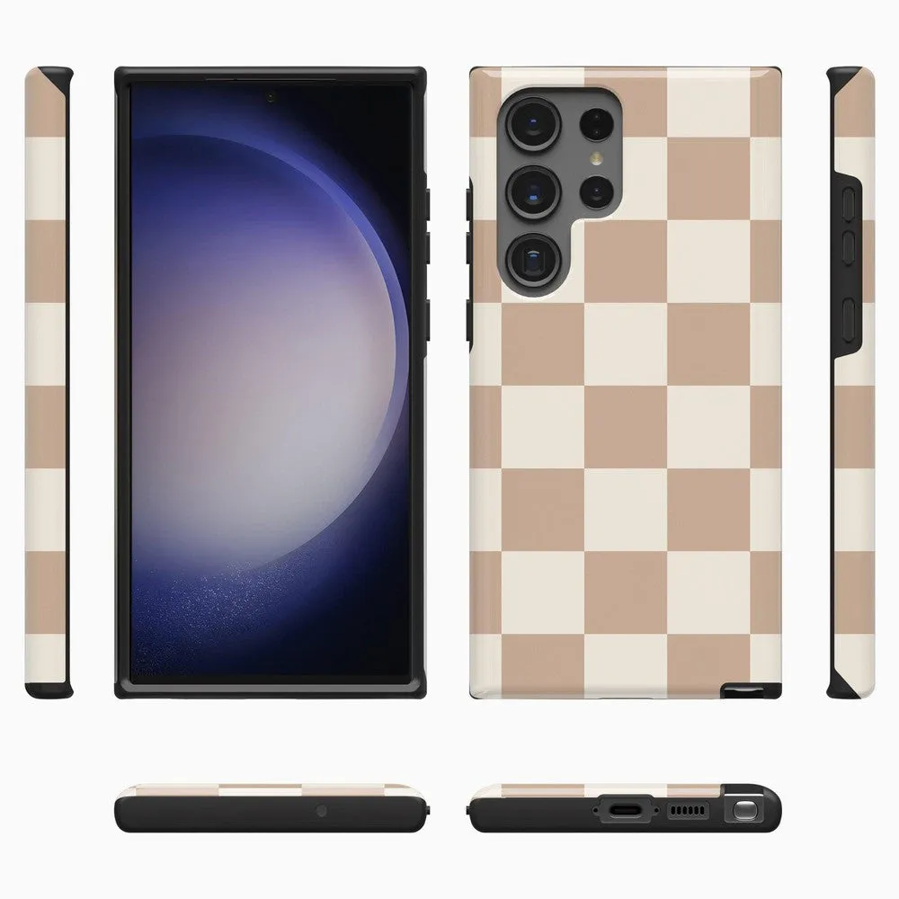 Limited Edition Fit Check | Neutral Checkerboard Samsung Case  Stylish & Comfortable