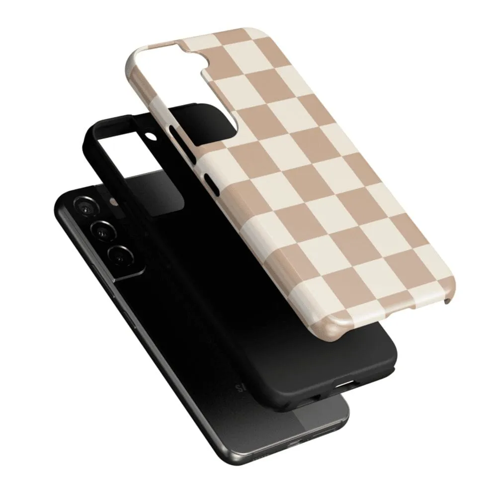 Limited Edition Fit Check | Neutral Checkerboard Samsung Case  Stylish & Comfortable