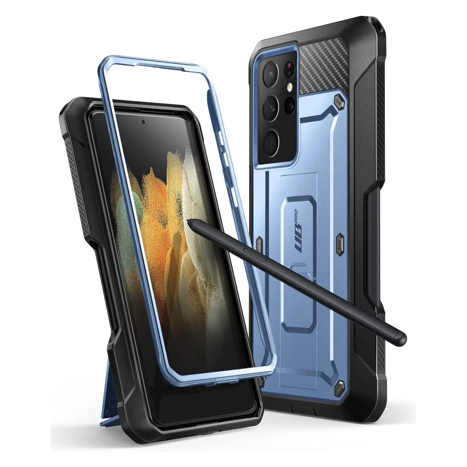 Limited Edition Galaxy S21 Ultra Unicorn Beetle Pro Rugged Case with S-Pen Holder - Metallic Blue  Limited Stock!