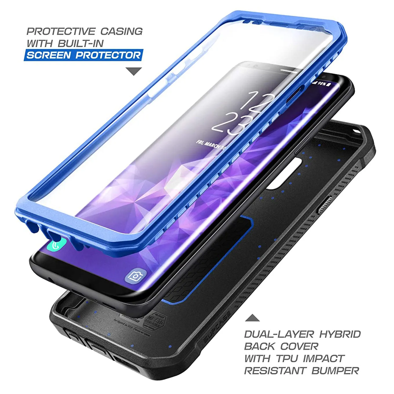Limited Edition Galaxy S9 Unicorn Beetle Pro Full Body Rugged Holster Case-Dark Blue  Stylish & Comfortable
