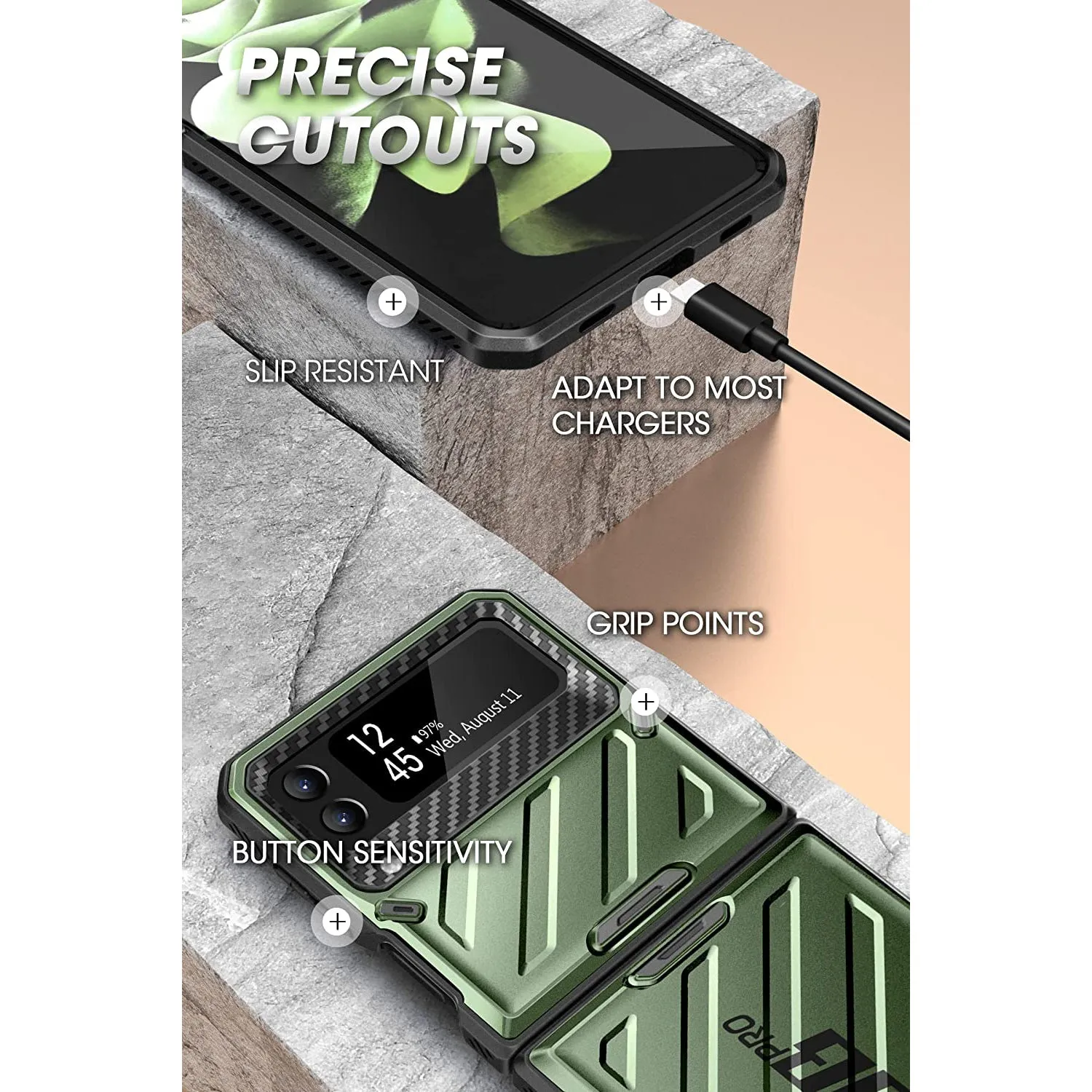 Limited Edition Galaxy Z Flip3 Unicorn Beetle PRO Rugged Case with Belt Clip-Dark Green  Ends Soon!