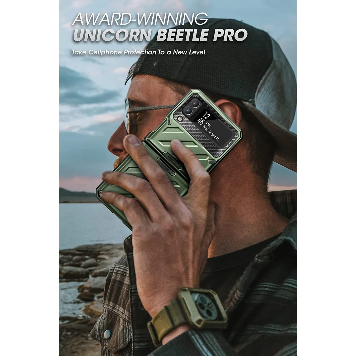 Limited Edition Galaxy Z Flip3 Unicorn Beetle PRO Rugged Case with Belt Clip-Dark Green  Ends Soon!
