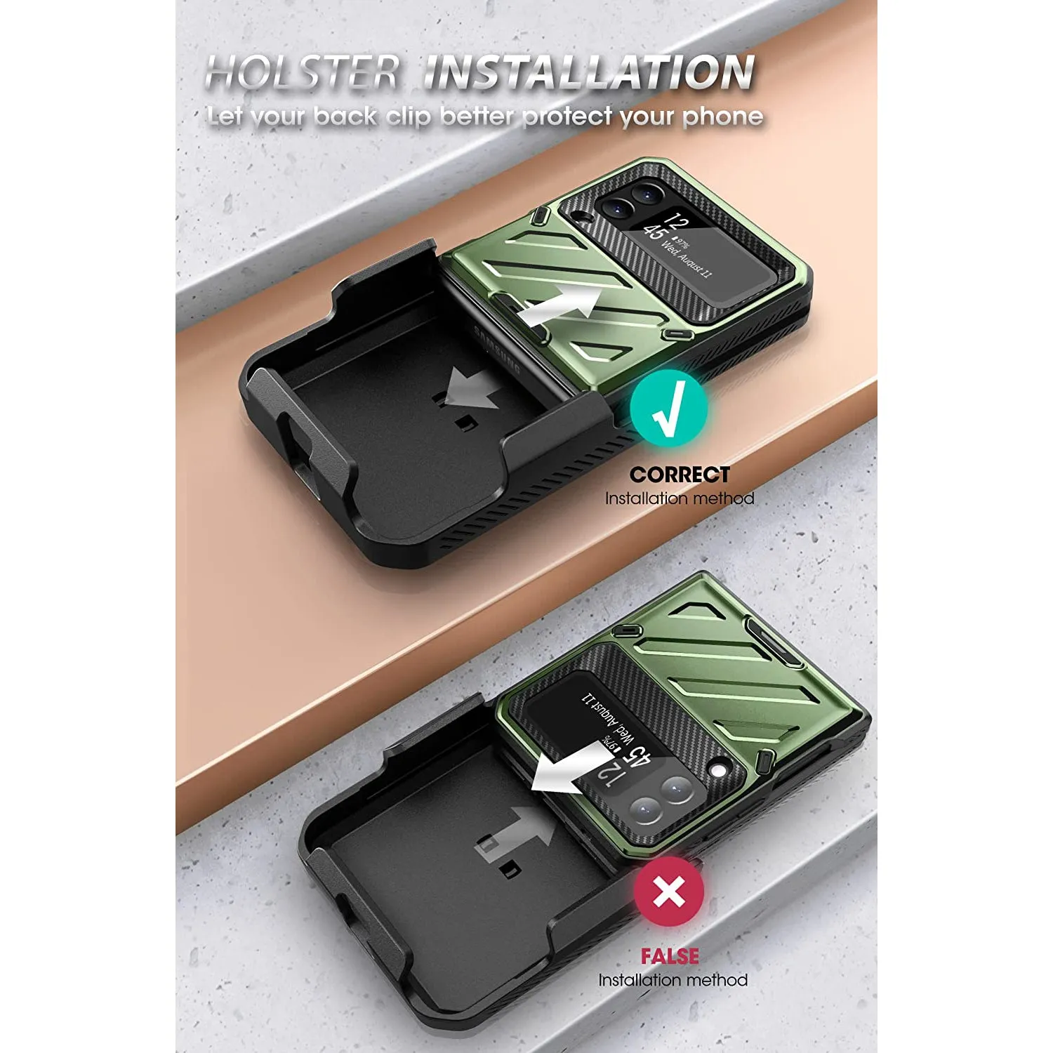 Limited Edition Galaxy Z Flip3 Unicorn Beetle PRO Rugged Case with Belt Clip-Dark Green  Ends Soon!