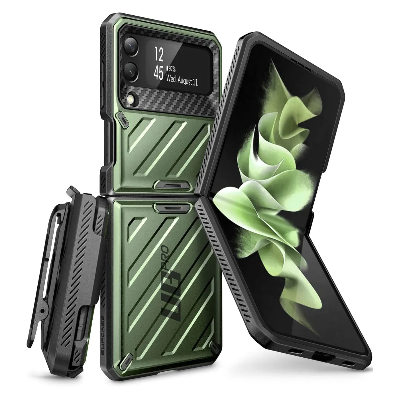 Limited Edition Galaxy Z Flip3 Unicorn Beetle PRO Rugged Case with Belt Clip-Dark Green  Ends Soon!