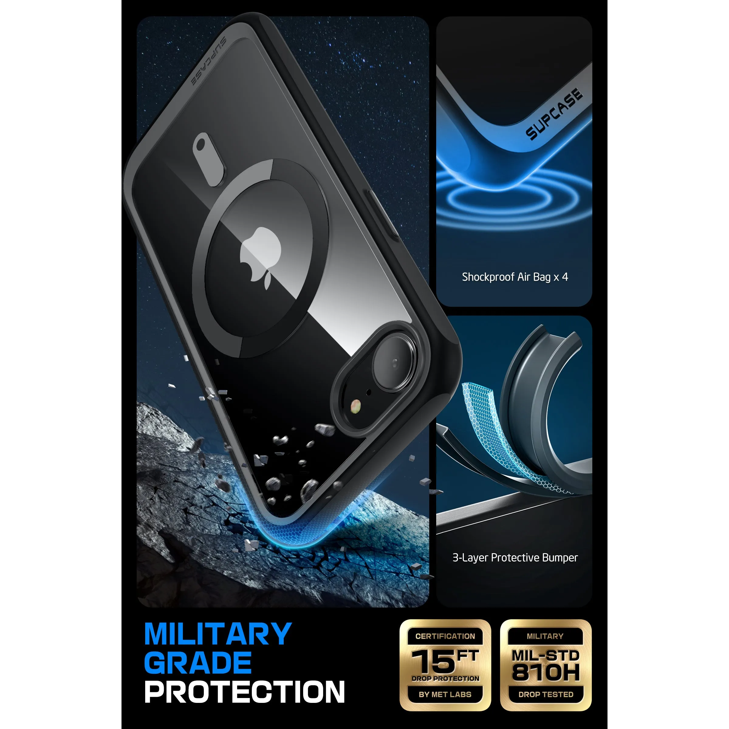 Limited Edition iPhone 16e  Unicorn Beetle MAG Slim Clear MagSafe Case-Black  Stylish & Comfortable