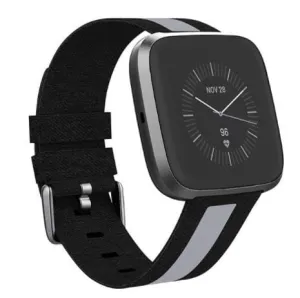 Luxury Feel Apple Watch Canvas Strap (Black/Grey)  Stylish & Comfortable