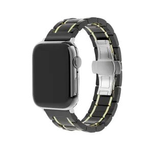 Luxury Feel Apple Watch Ceramic/Steel Strap (Black/Gold)  Last Few Pieces!