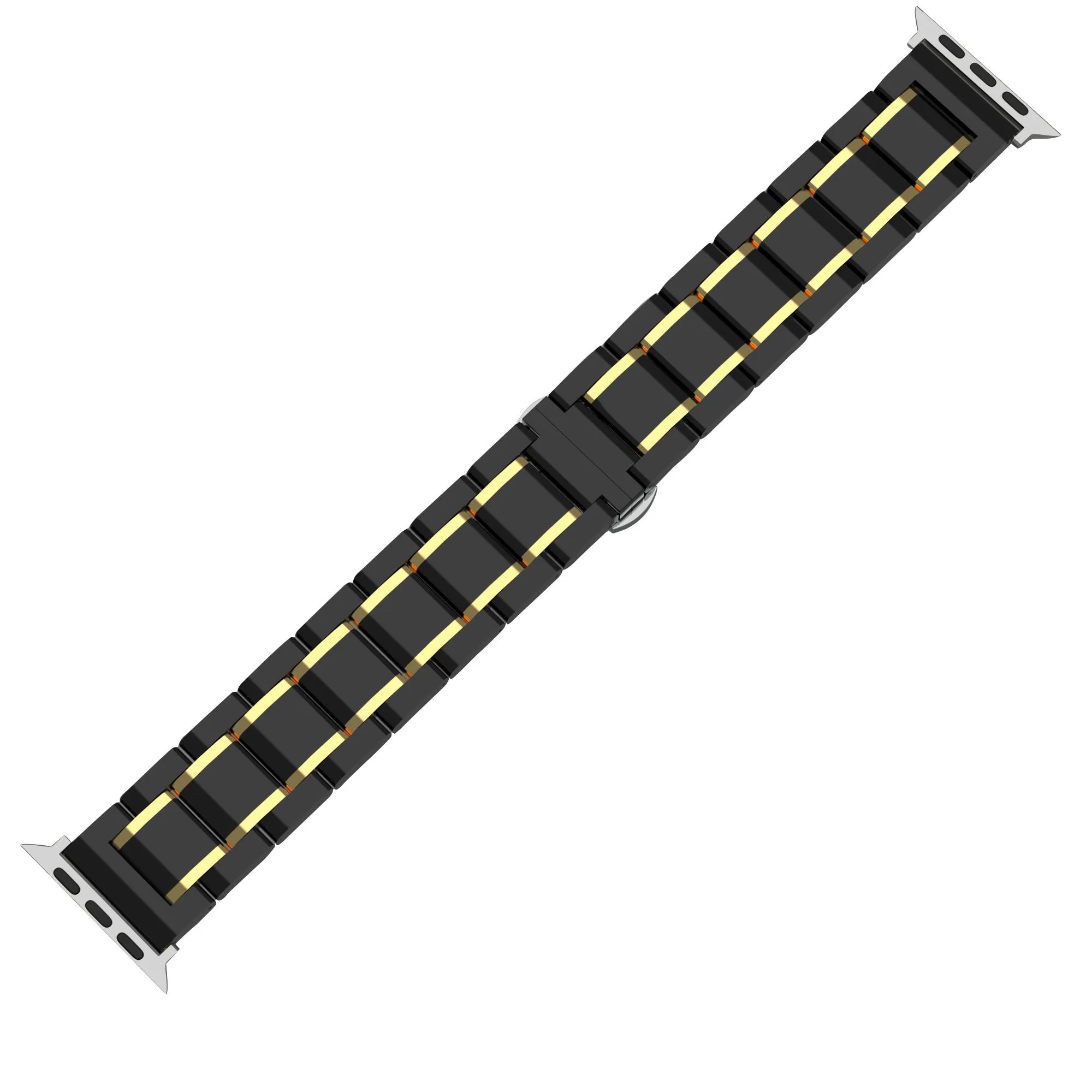 Luxury Feel Apple Watch Ceramic/Steel Strap (Black/Gold)  Last Few Pieces!