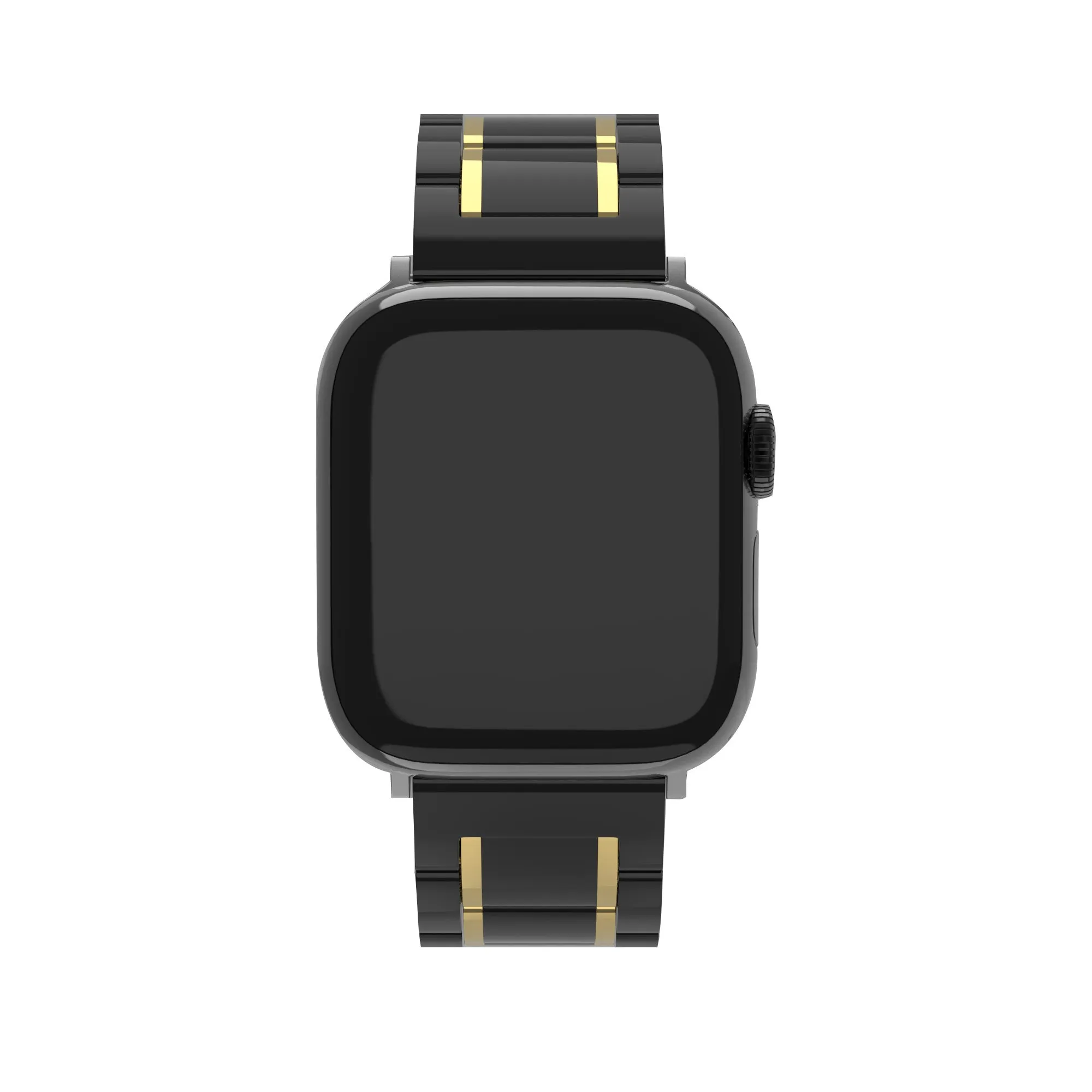 Luxury Feel Apple Watch Ceramic/Steel Strap (Black/Gold)  Last Few Pieces!