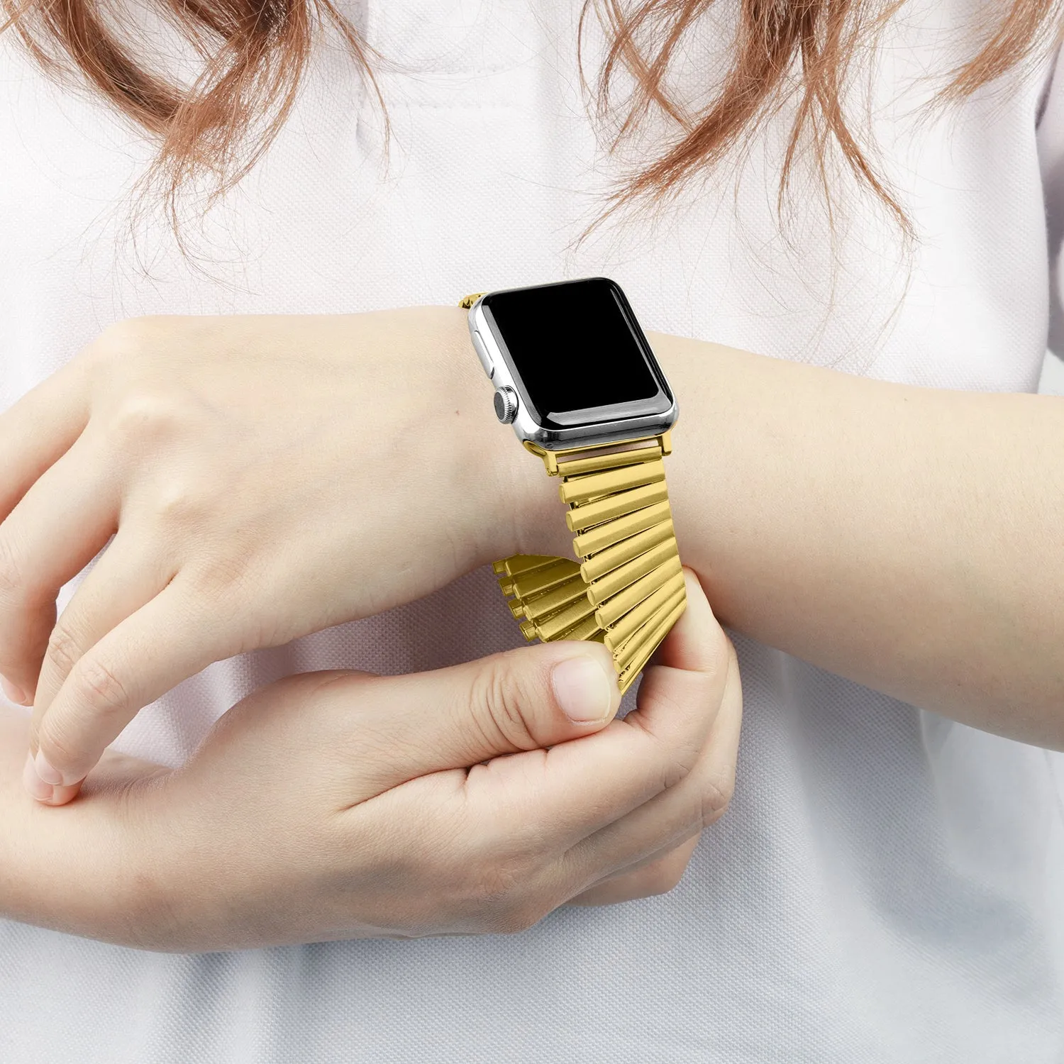 Luxury Feel Apple Watch Elastic Steel Strap (Gold)  Almost Sold Out!