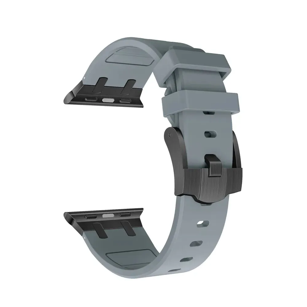Luxury Feel Apple Watch Luxury Liquid Silicone Strap (Dark Grey/Black)  Dont Miss Out!