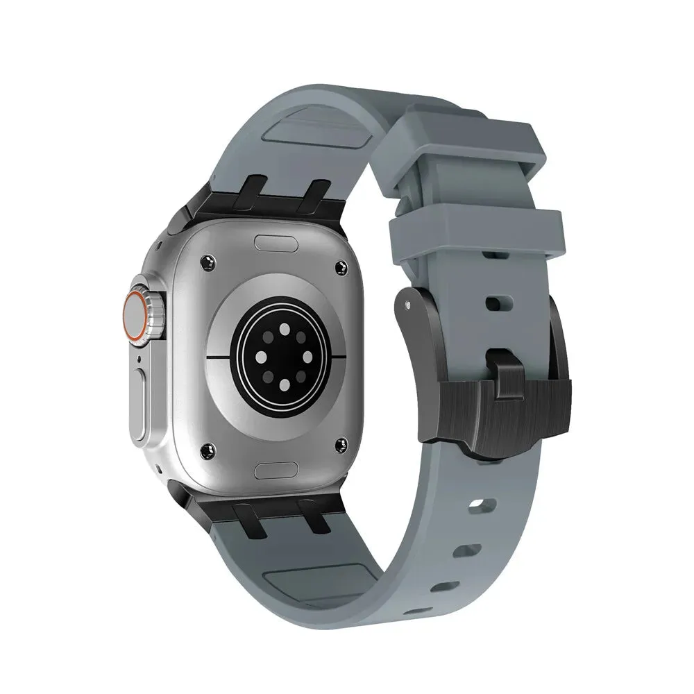 Luxury Feel Apple Watch Luxury Liquid Silicone Strap (Dark Grey/Black)  Dont Miss Out!