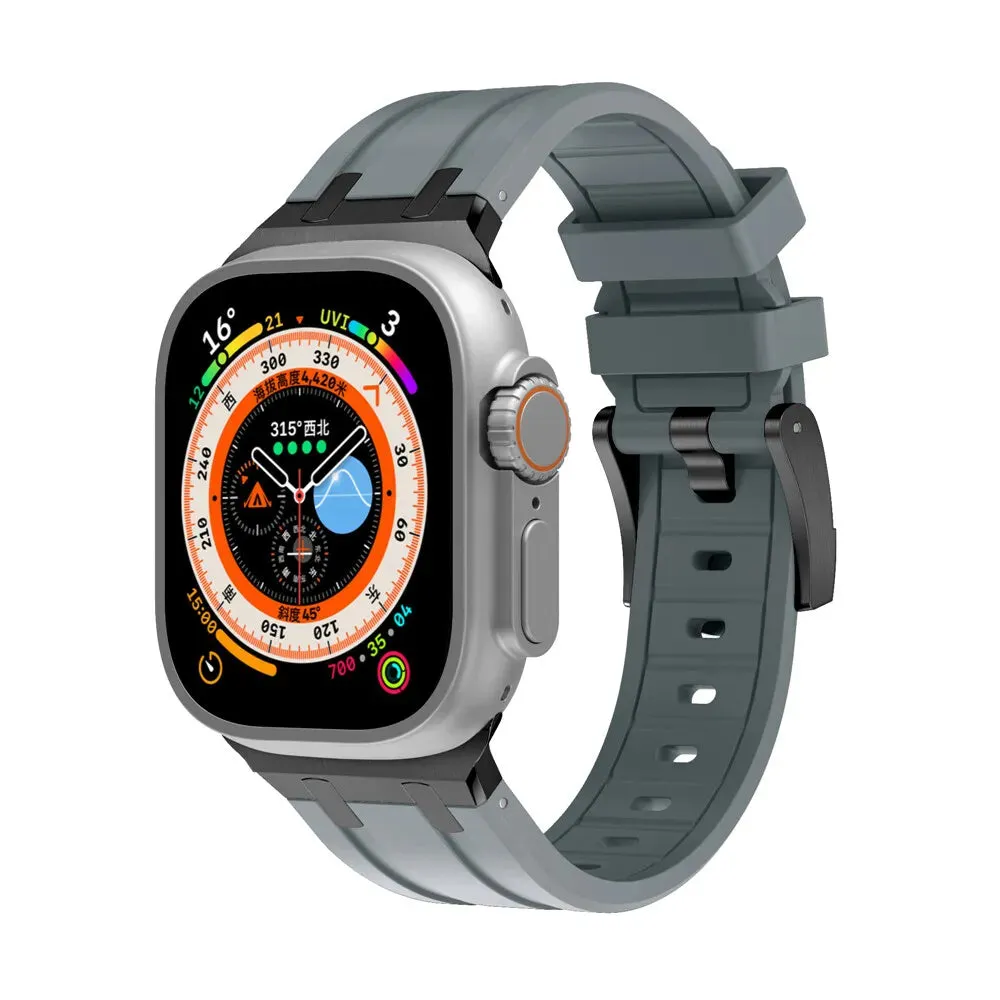 Luxury Feel Apple Watch Luxury Liquid Silicone Strap (Dark Grey/Black)  Dont Miss Out!
