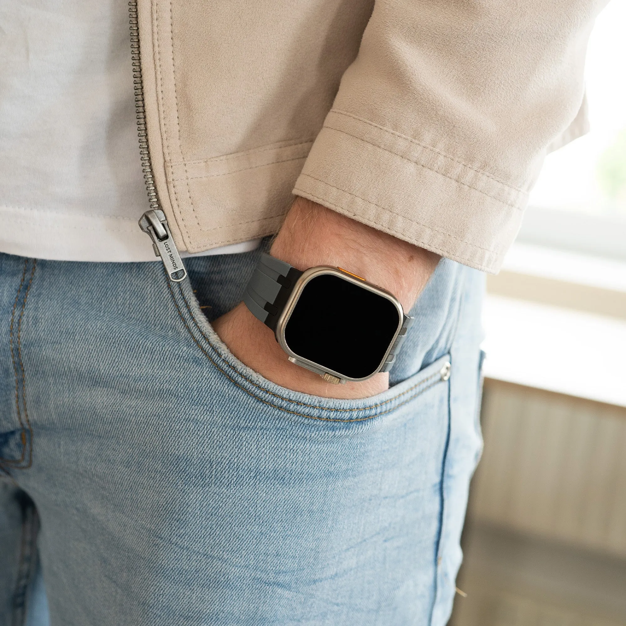 Luxury Feel Apple Watch Luxury Liquid Silicone Strap (Dark Grey/Black)  Dont Miss Out!