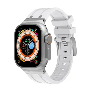 Luxury Feel Apple Watch Luxury Liquid Silicone Strap (White/Silver)  Almost Sold Out!