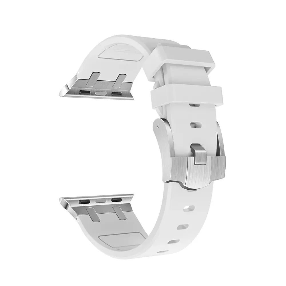 Luxury Feel Apple Watch Luxury Liquid Silicone Strap (White/Silver)  Almost Sold Out!