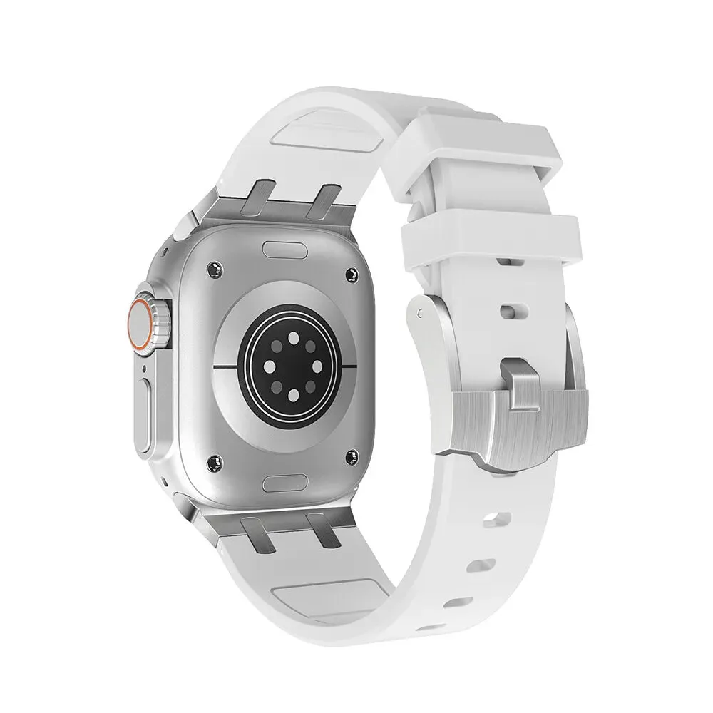 Luxury Feel Apple Watch Luxury Liquid Silicone Strap (White/Silver)  Almost Sold Out!