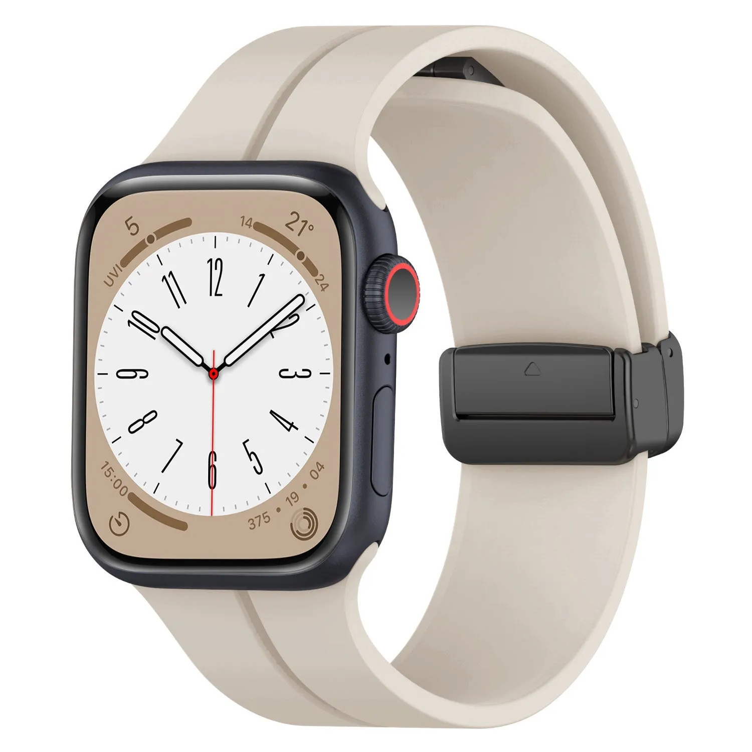 Luxury Feel Apple Watch Magnetic D-Buckle Strap (Off White)  Stylish & Comfortable