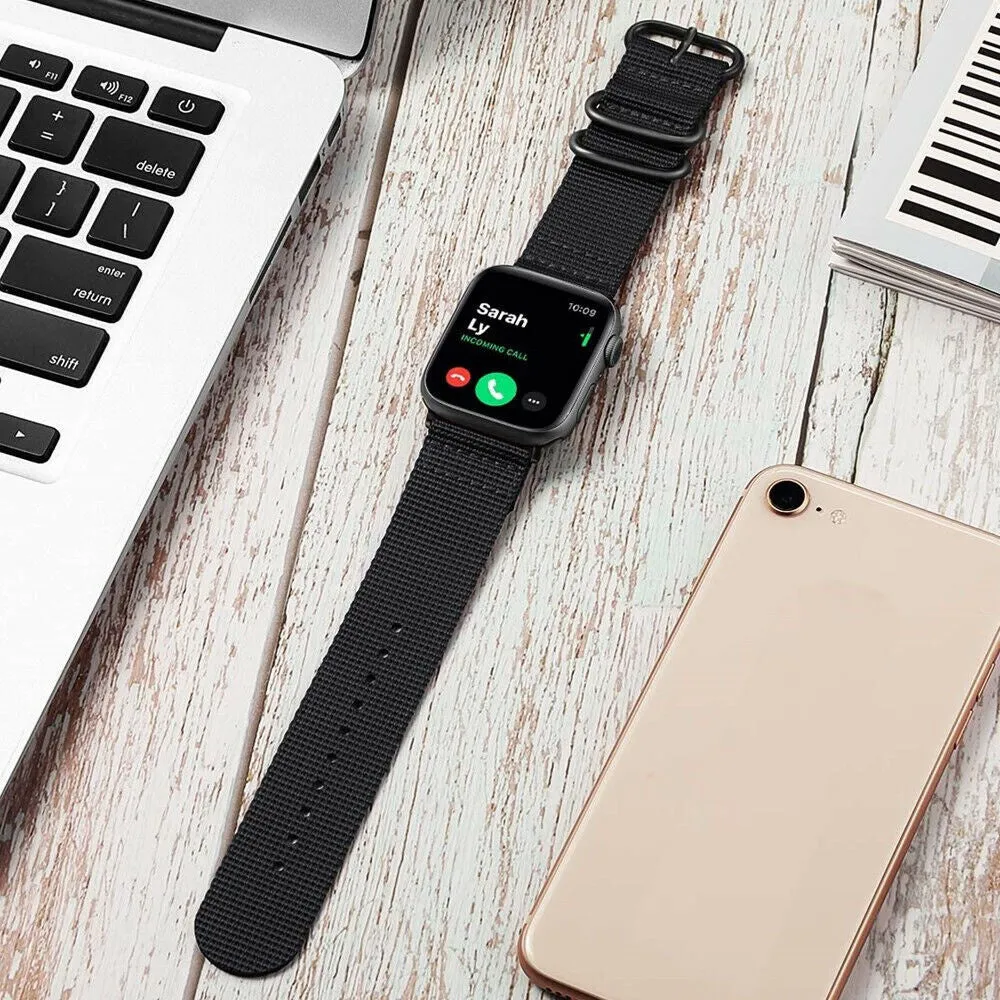 Luxury Feel Apple Watch Nylon Strap with Buckle (Black)  Almost Sold Out!