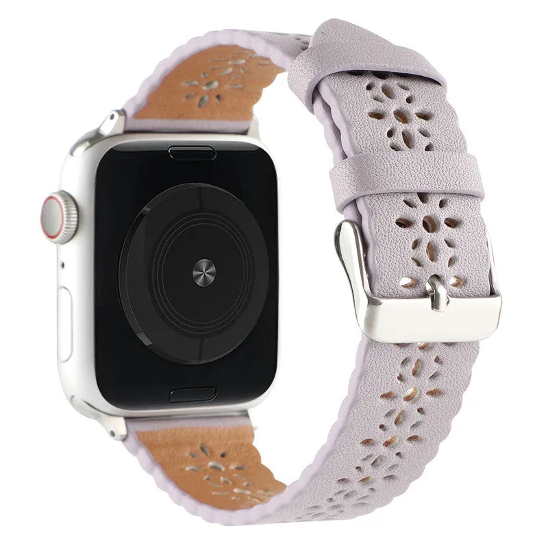 Luxury Feel Apple Watch Patterned Leather Strap (Lilac)  Limited Release!