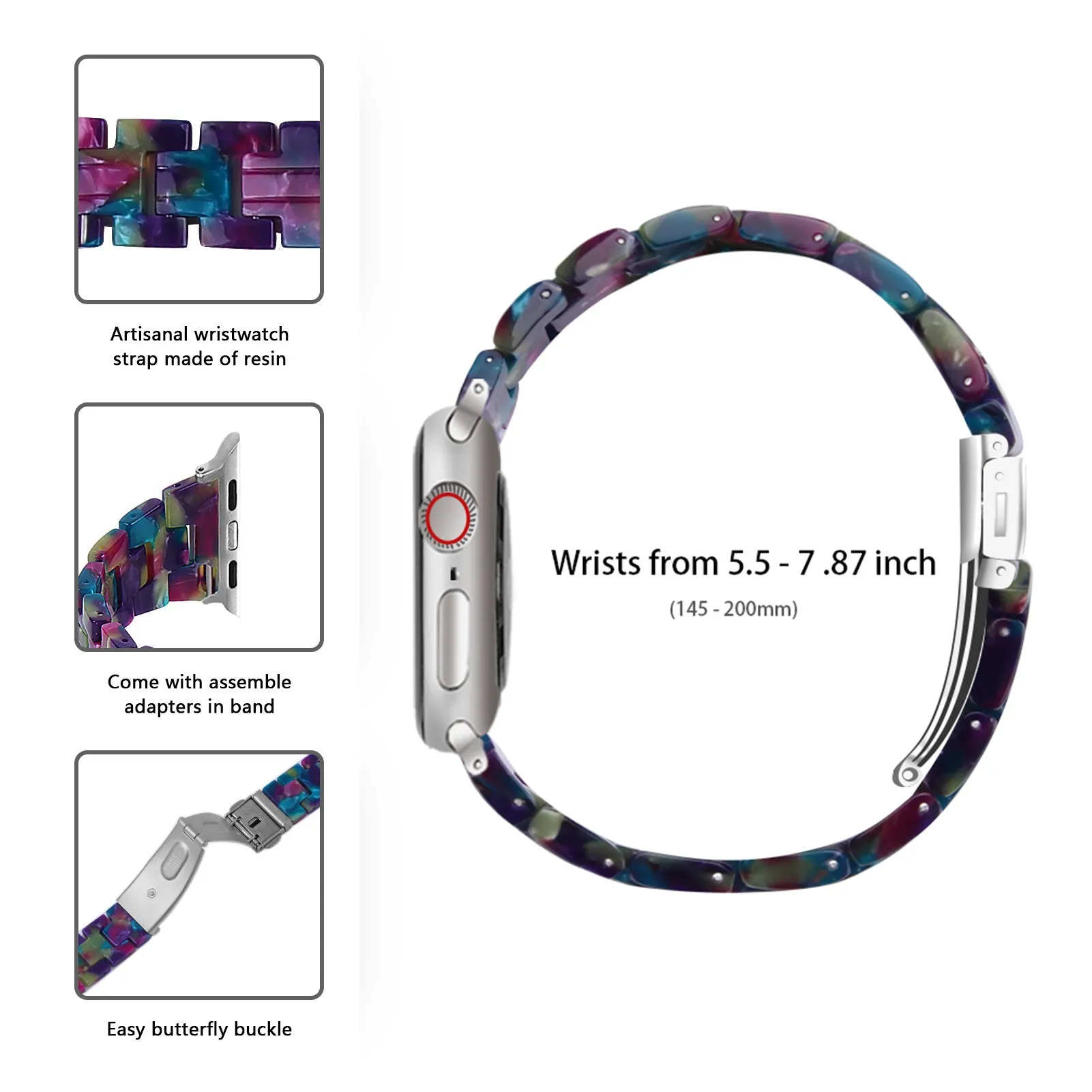 Luxury Feel Apple Watch Resin Strap (Multicoloured Purple)  Today Only!