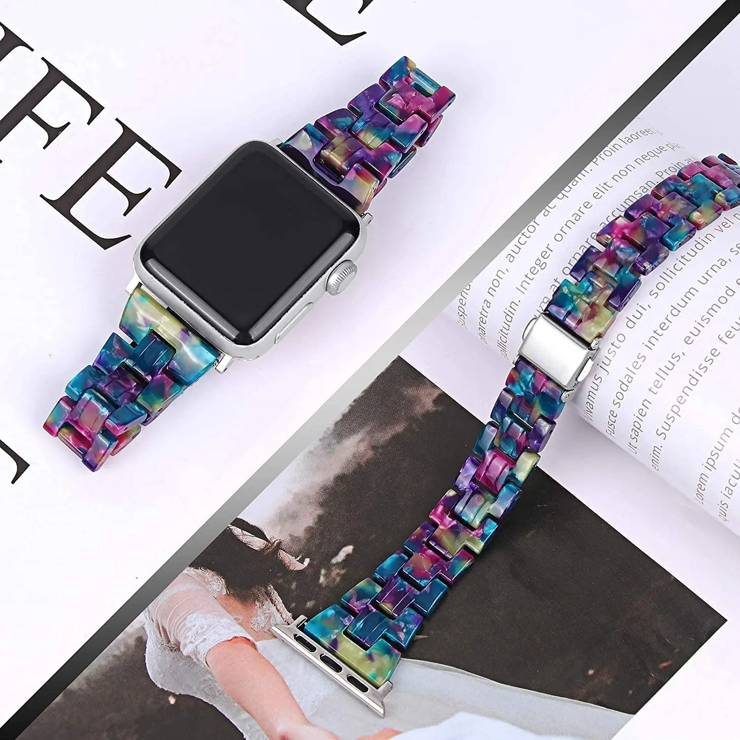 Luxury Feel Apple Watch Resin Strap (Multicoloured Purple)  Today Only!